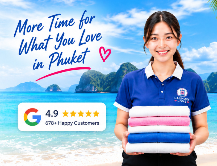 Laundry Love Phuket Staff with Clean Folded Clothes